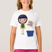 Meisje Recycling Pizza Box Fun Eco-vriendelijk T-shirt (Voorkant)