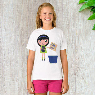 Meisje Recycling Pizza Box Fun Eco-vriendelijk T-shirt