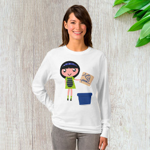 Meisje Recycling Pizza Box Fun Eco-vriendelijk T-shirt