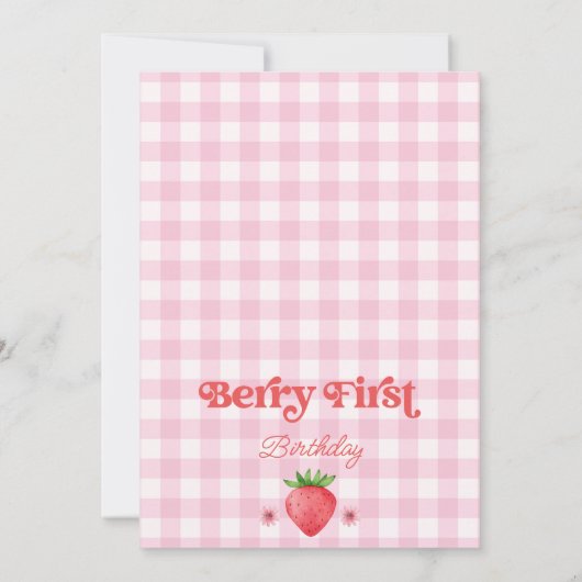 Meisje Red Daisy Strawberry Berry Sweet 1e verjaar Kaart (Achterkant)