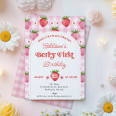 Meisje Red Daisy Strawberry Berry Sweet 1e verjaar Kaart
