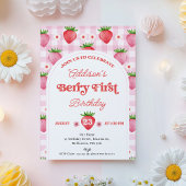 Meisje Red Daisy Strawberry Berry Sweet 1e verjaar Kaart