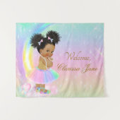 Meisje Regenboog Baby Shower Achtergrond Banner Wandkleed (Voorkant (horizontaal))