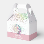 Meisje regenboog glitter magische eenhoorn verjaar bedankdoosjes (Achterkant)
