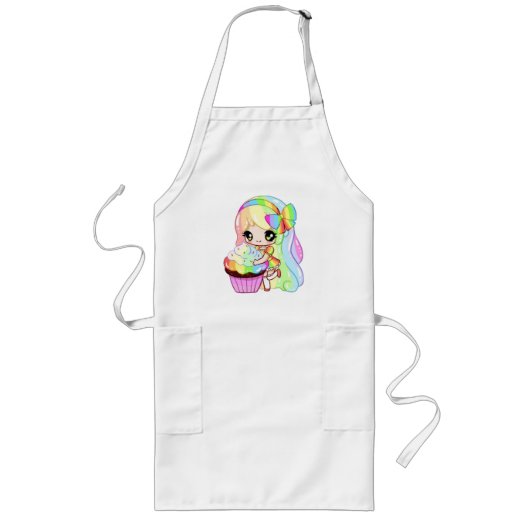 Meisje regenboog lang schort (Voorkant)