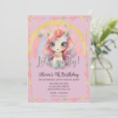 Meisje regenboog pastel Lila Kawaii eenhoorn Verja Kaart (Staand voorkant)