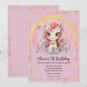 Meisje regenboog pastel Lila Kawaii eenhoorn Verja Kaart (Voorkant / Achterkant)