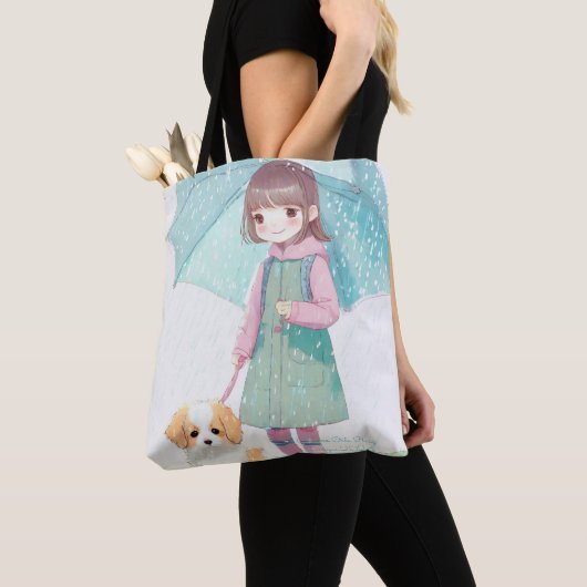 Meisje regendag tote bag (Dichtbij)