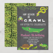 Meisje reptiel verjaardagsfeestje uitnodiging (Voorkant / Achterkant)