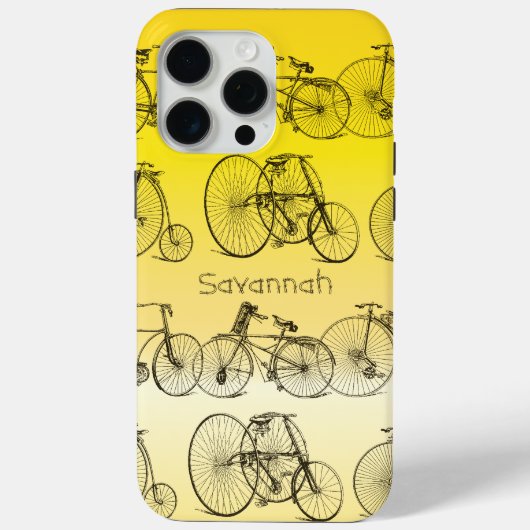 meisje retro geel ombre fiets Case-Mate iPhone case (Achterkant)