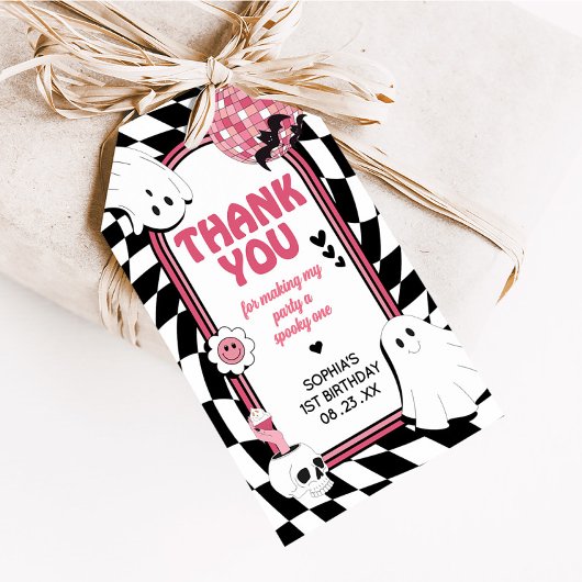 Meisje Retro Ghost Halloween Verjaardag Favoriet T Cadeaulabel