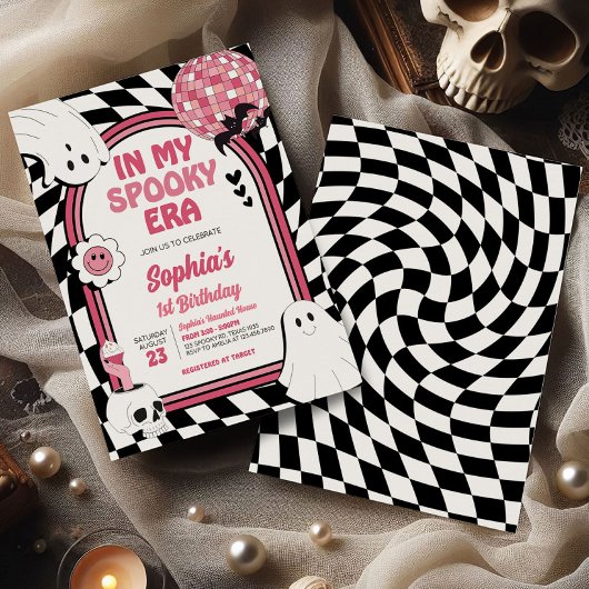 Meisje Retro Ghost Halloween Verjaardag Kaart