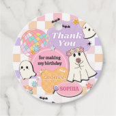 Meisje Retro Groovy Little Boo Verjaardagsfeestje Bedankjes Labels (Voorkant)