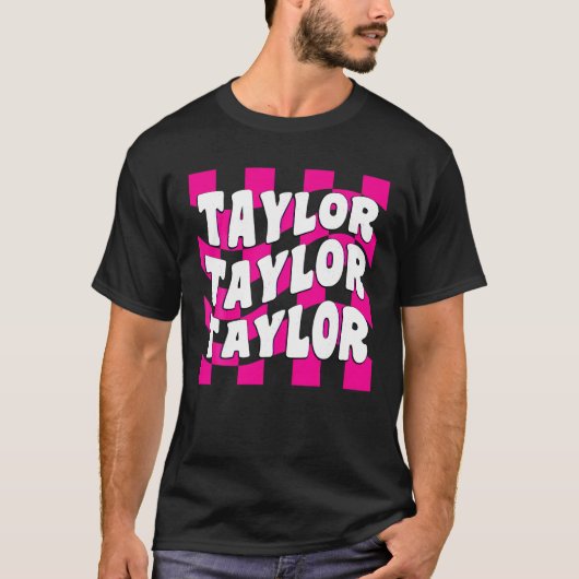 Meisje Retro Groovy TAYLOR Voornaam Gepersonalisee T-shirt (Voorkant)