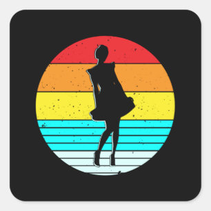meisje Retro Lover Funny Birthday Gift Idea Vierkante Sticker