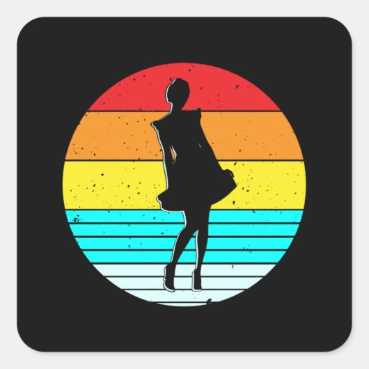 meisje Retro Lover Funny Birthday Gift Idea Vierkante Sticker (Voorkant)