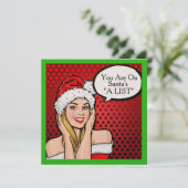  Meisje Retro Pop Art Kerstuitnodiging Kaart (Staand voorkant)