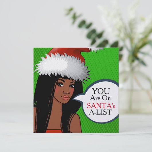  Meisje Retro Pop Art Kerstuitnodiging Kaart (Staand voorkant)