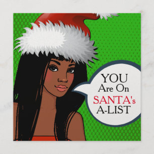  Meisje Retro Pop Art Kerstuitnodiging Kaart