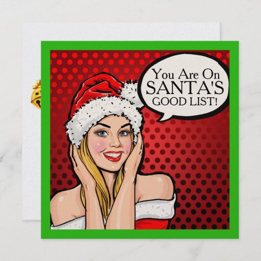  Meisje Retro Pop Art Kerstuitnodiging Kaart (Voorkant / Achterkant)