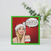 Meisje Retro Pop Art Kerstuitnodiging Kaart (Staand voorkant)