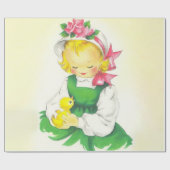  Meisje Retro Schattige Cadeaupapier (Vlak)