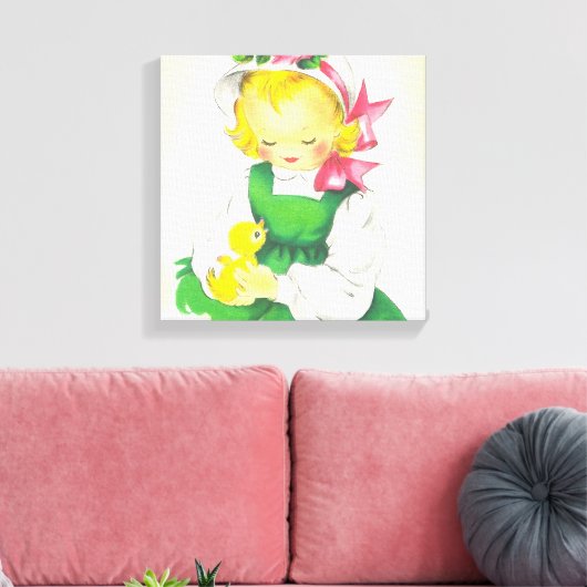  Meisje Retro Schattige Canvas Afdruk (Insitu (Woonkamer))