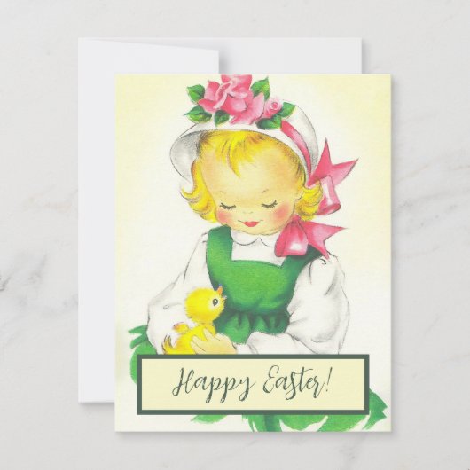  Meisje Retro Schattige Feestdagenkaart (Voorkant)