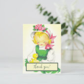  Meisje Retro Schattige Feestdagenkaart (Staand voorkant)