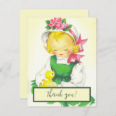  Meisje Retro Schattige Feestdagenkaart (Voorkant / Achterkant)