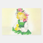  Meisje Retro Schattige Inpakpapier Vel (Voorkant)