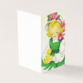  Meisje Retro Schattige Kaart (Buitenkant)