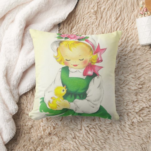 Meisje Retro Schattige Kussen (Deken)