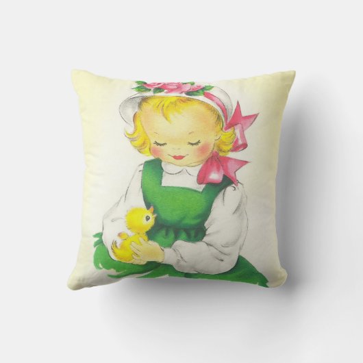  Meisje Retro Schattige Kussen (Achterkant)