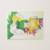  Meisje Retro Schattige Legpuzzel (Horizontaal)