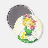 Meisje Retro Schattige Magneet (Voorkant / Achterkant)