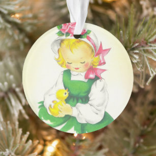  Meisje Retro Schattige Ornament