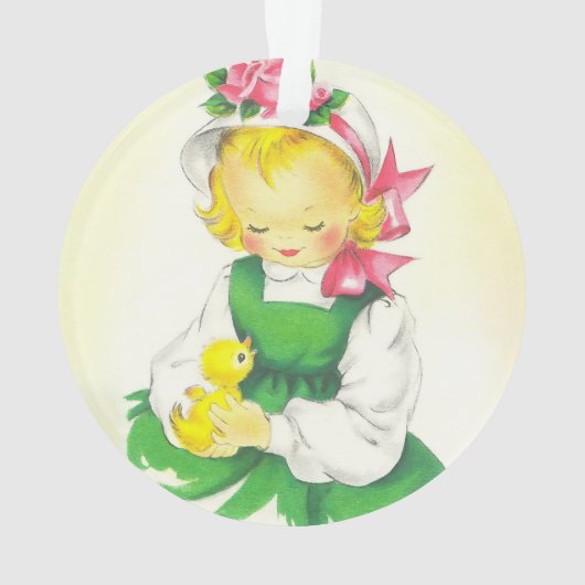  Meisje Retro Schattige Ornament (achterkant)