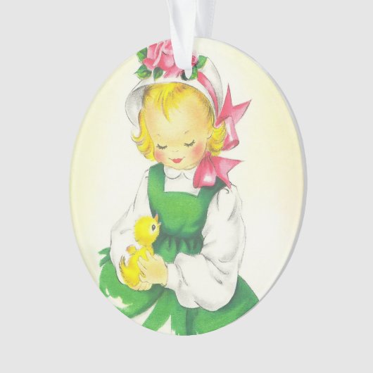 Meisje Retro Schattige Ornament (voorkant)