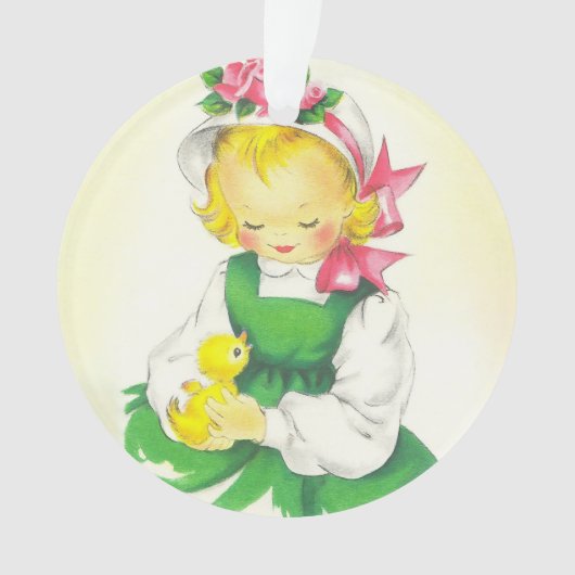  Meisje Retro Schattige Ornament (voorkant)