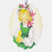  Meisje Retro Schattige Ornament Kaart (Links)