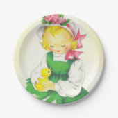  Meisje Retro Schattige Papieren Bordje (Voorkant)