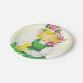  Meisje Retro Schattige Papieren Bordje (Gekanteld)