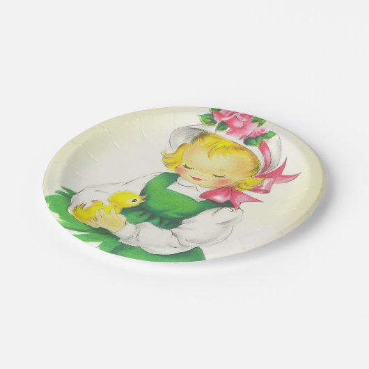  Meisje Retro Schattige Papieren Bordje (Gekanteld)