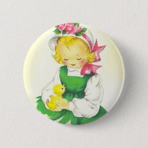  Meisje Retro Schattige Ronde Button 5,7 Cm