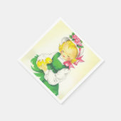  Meisje Retro Schattige Servet (Hoek)