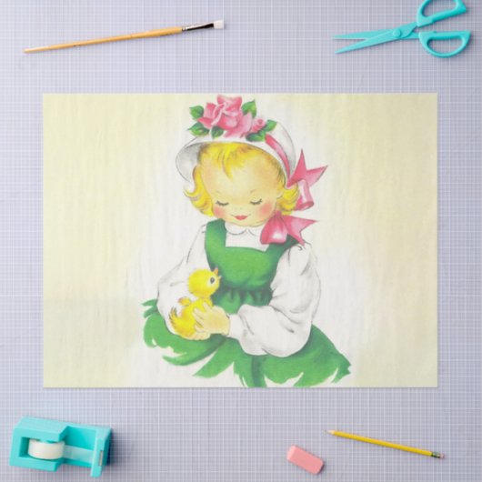  Meisje Retro Schattige Tissuepapier (Craft)