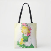  Meisje Retro Schattige Tote Bag (Voorkant)
