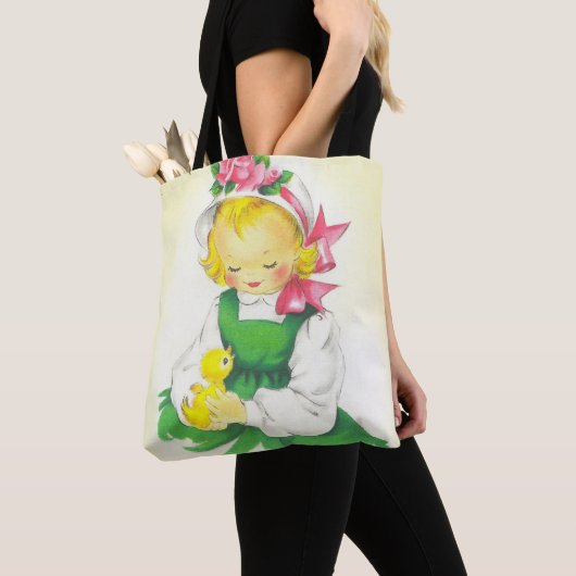  Meisje Retro Schattige Tote Bag (Dichtbij)
