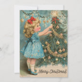  Meisje Retro Sneeuw Kerstkaarten Feestdagenkaart (Voorkant)